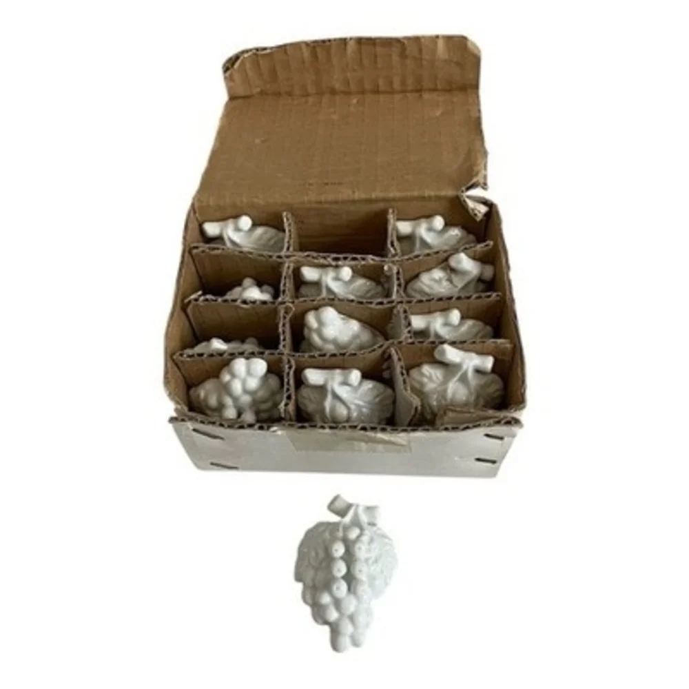 Basic Porcelana White Grape Name Card Holder Place Card Set of 12 NIB